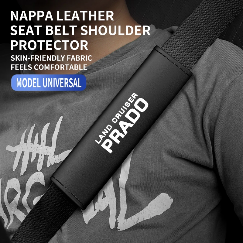 Seat Belt Covers Seat Belt Protector Safety Belt Shoulder Guard 1PC Leather Car Seat Belt Shoulder Protector Cover Safety Belt Padding Pad For Land Cruiser Prado 120 Fj150