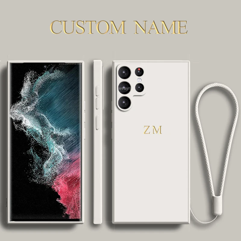 Custodia Con Nome Personalizzato S24 S23 S22 Cover In Silicone Liquido Con Lettere Iniziali Ultra Personalizzate Per Samsung Galaxy S24 S23 Ultra Plus