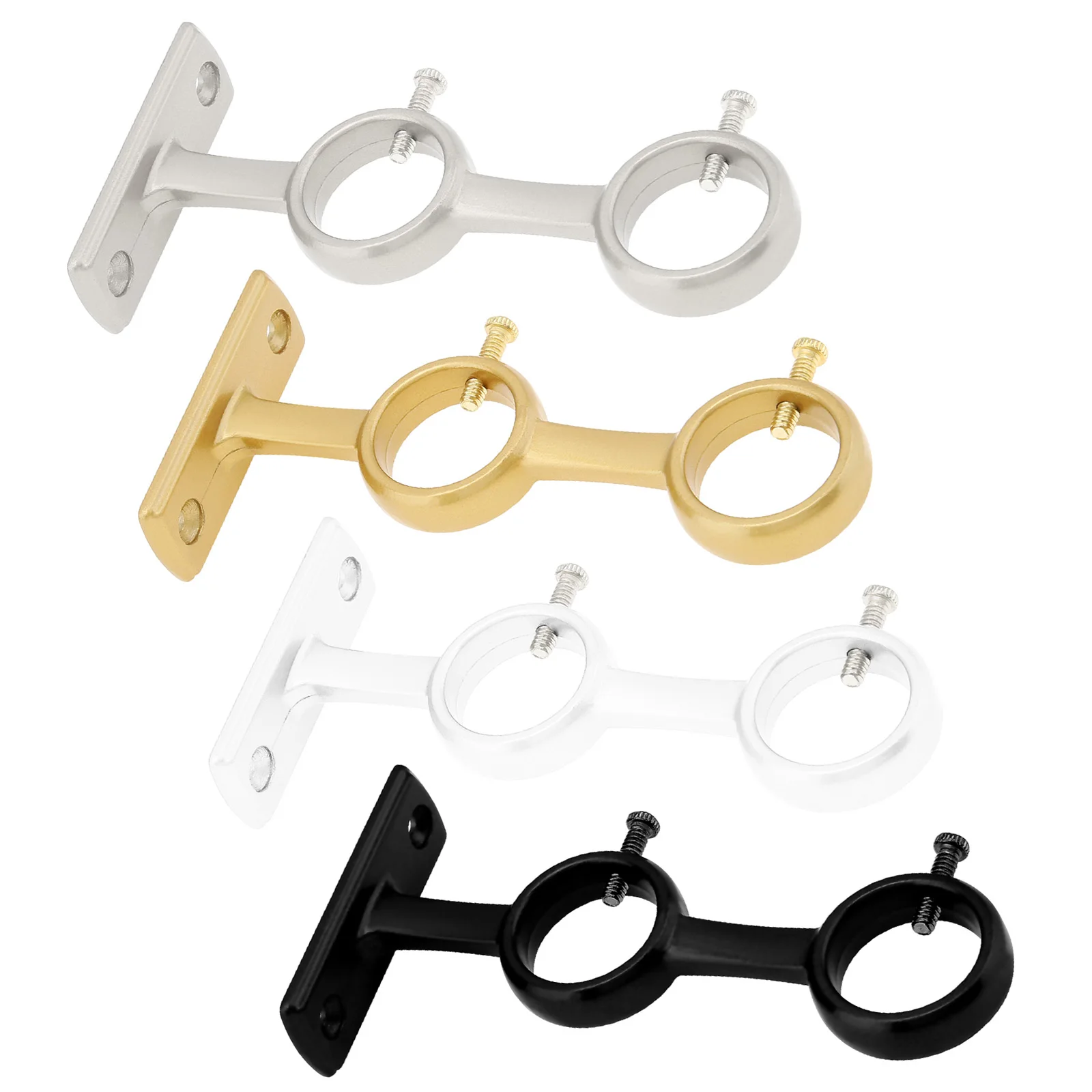 1Piece Curtain Rod Bracket Curtain Rod Holder Double Hole Hooks Aluminum Alloy Base Thickened Hook for Room