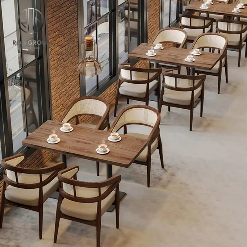 Coffee Shop Fast Food square Commercial Cafe Leather Round Wood Restaurant Bench Sofa Furniture Booth Seating Table Chair Set
