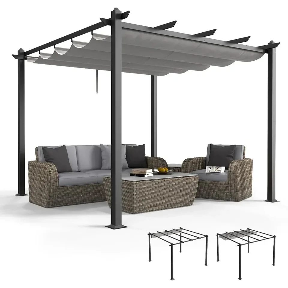 Retractable Aluminum Outdoor Pergola Canopy 10x10