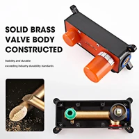 ก๊อกน้ำในห้องน้ำโครเมี่ยมทองเหลืองหรูหราพร้อมดีไซน์ติดผนังมือจับเดี่ยวการควบคุมแบบร้อนและเย็น2รูก๊อกน้ำธรรมดา 6