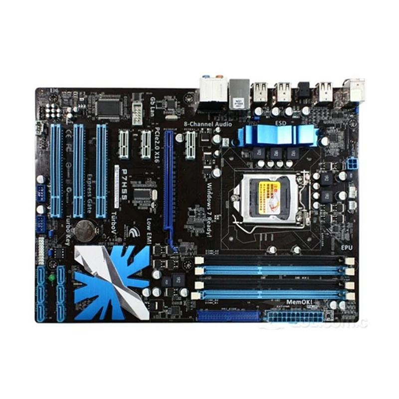 

Материнская плата Intel H55 P7H55, б/у, оригинальная материнская плата LGA1156 LGA 1156 DDR3 16 Гб USB2.0 SATA2, десктопная материнская плата