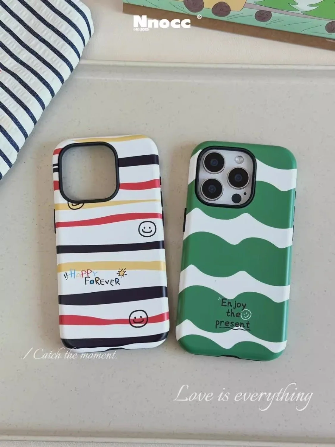 INS Pink and White Stripes Magnetic Acrylic TPU Phone Case