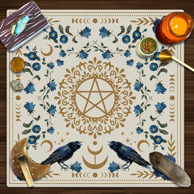 Oltárruha Alter Szövet Nap Hold Virág Tarot Elterjedt Olvasás Mat Witchy Cottagecore Dekoráció Boszorkány Ajándékok