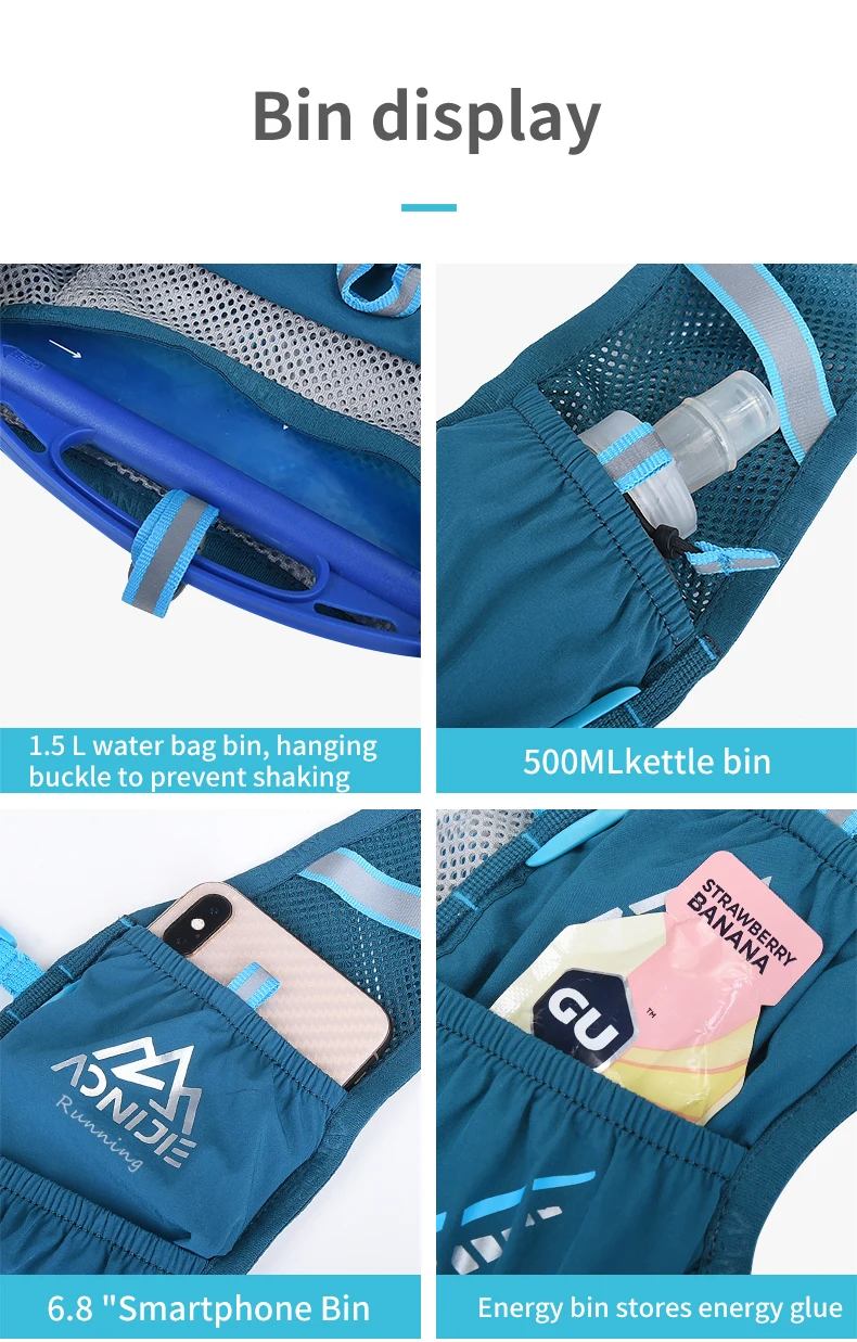 AONIJIE C933S Update Outdoor Sports 5L Running Backpack Hydration Pack Rucksack Bag Vest Harness for Marathon Camping Running