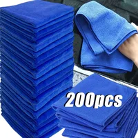 200pcs Microfiber Towels Car Wash Drying Cloth Blue Car Care Detailing Cleaning Polishing Duster Home Kitchen Washing Rags 1