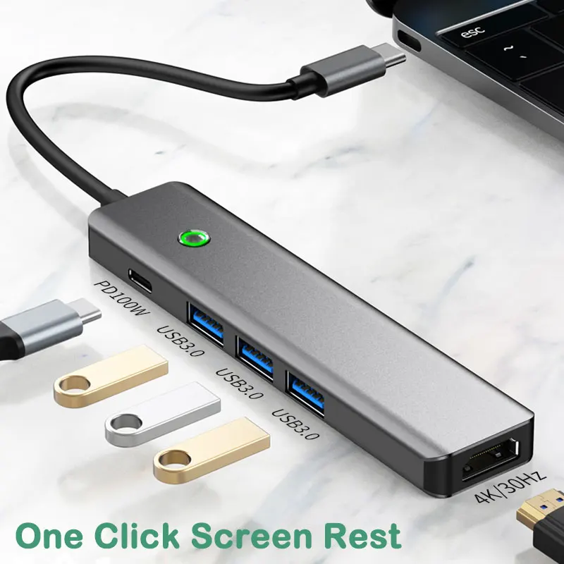 Hub Docking Station Usb C Adattatore Per Monitor Multiplo Con Adattatore Per Monitor Hdmi 4K Pd Per Computer Portatile Macbook Lenovo Ecc