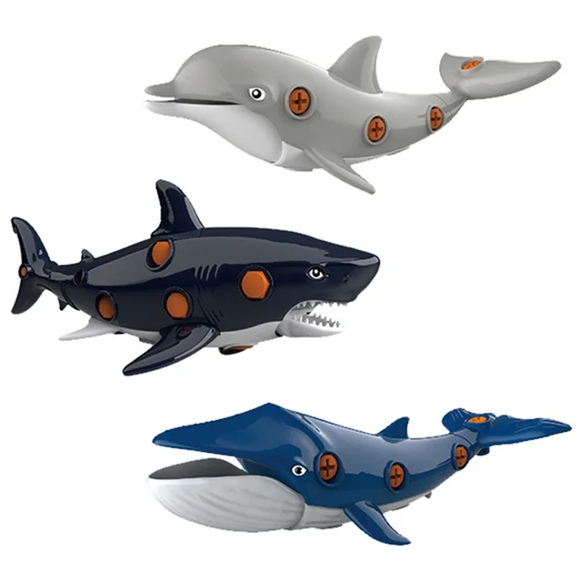 new Assemble Marine Animal Toy for Fine Motor Skills Take Apart Marine Animal Toy Educational Building Set with Electric Drill 6