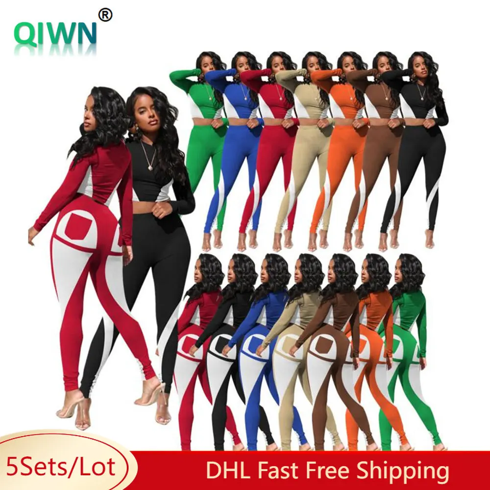 5sets Bulk Wholesale 2 Piece Set Women Patchwork Cropped Tops