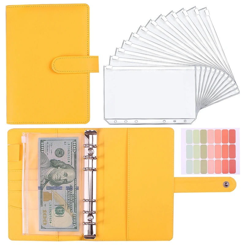 A6 Binder Budget Planner Cash Envelope System with Budget Envelopes Binder Pockets Cash Envelope Wallet for Budgeting