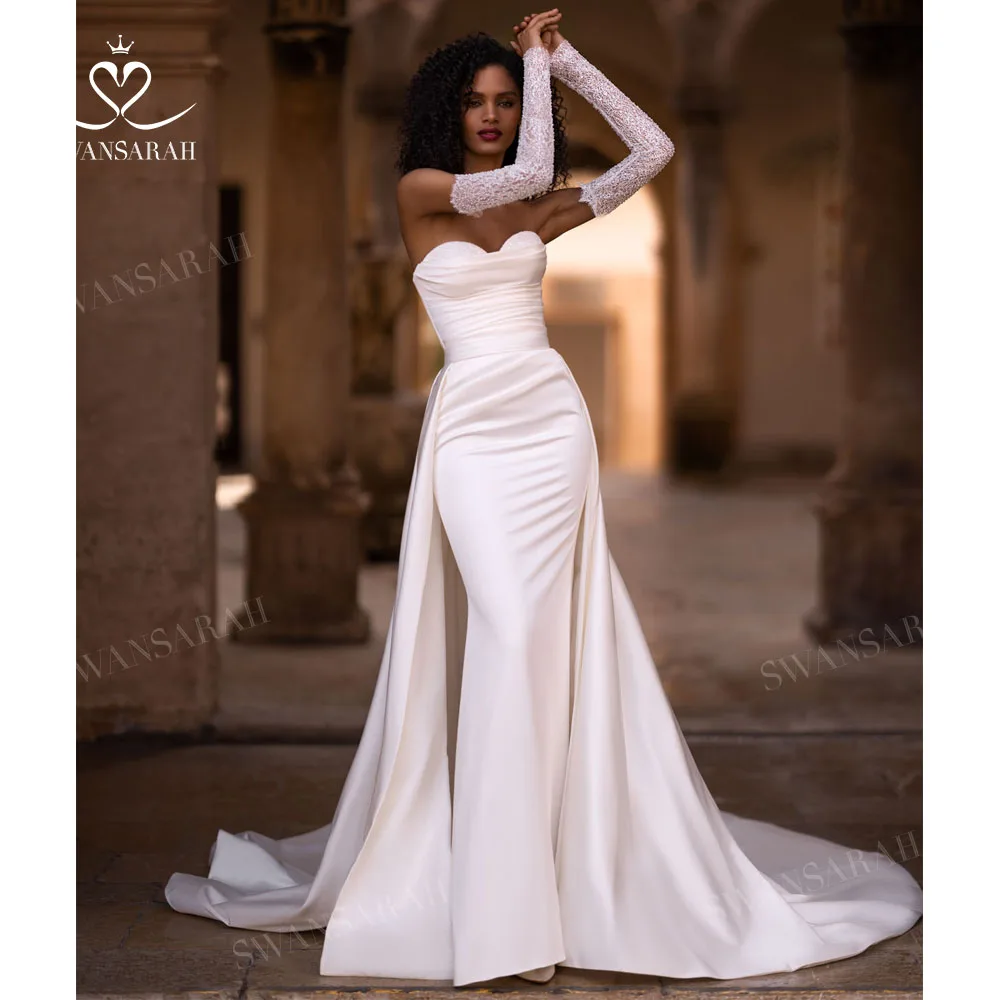 White Mermaid Simple Wedding Dresses 2025 Elegant Sexy Sweetheart Bride Gowns HM67299 Custom Made