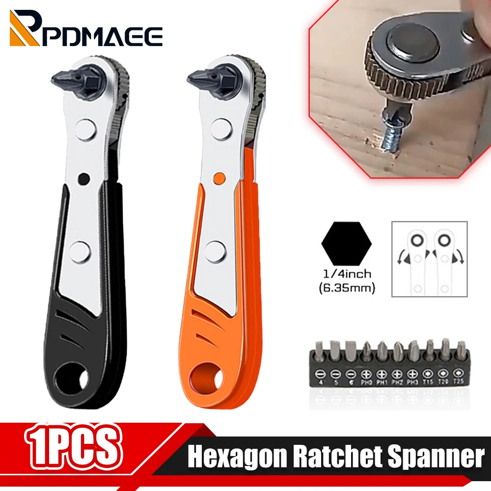 Hex Ratchet Wrench 1/4 Inch Mini Hex Quick Release Socket Tool Ratchet Set Repair Spanner Hand Tools Kit Screwdriver Drill Bits hand held 1 4in shank screwdriver bit holder quick release bit holder dropship