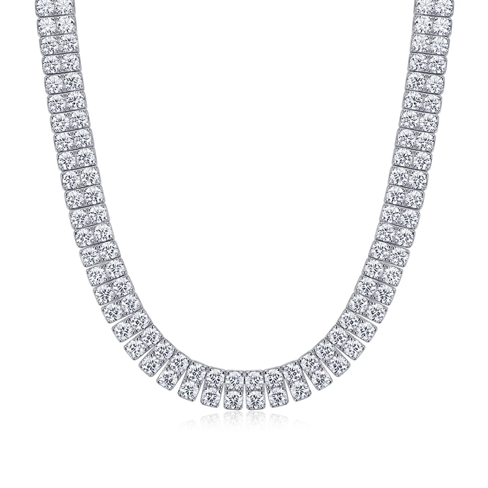 Wong Rain Luxury 100% 925 Sterling Silver VVS1 3EX D Color Real Moissanite Diamonds Gems 4MM Tennis Chain Necklace Jewelry GRA 3