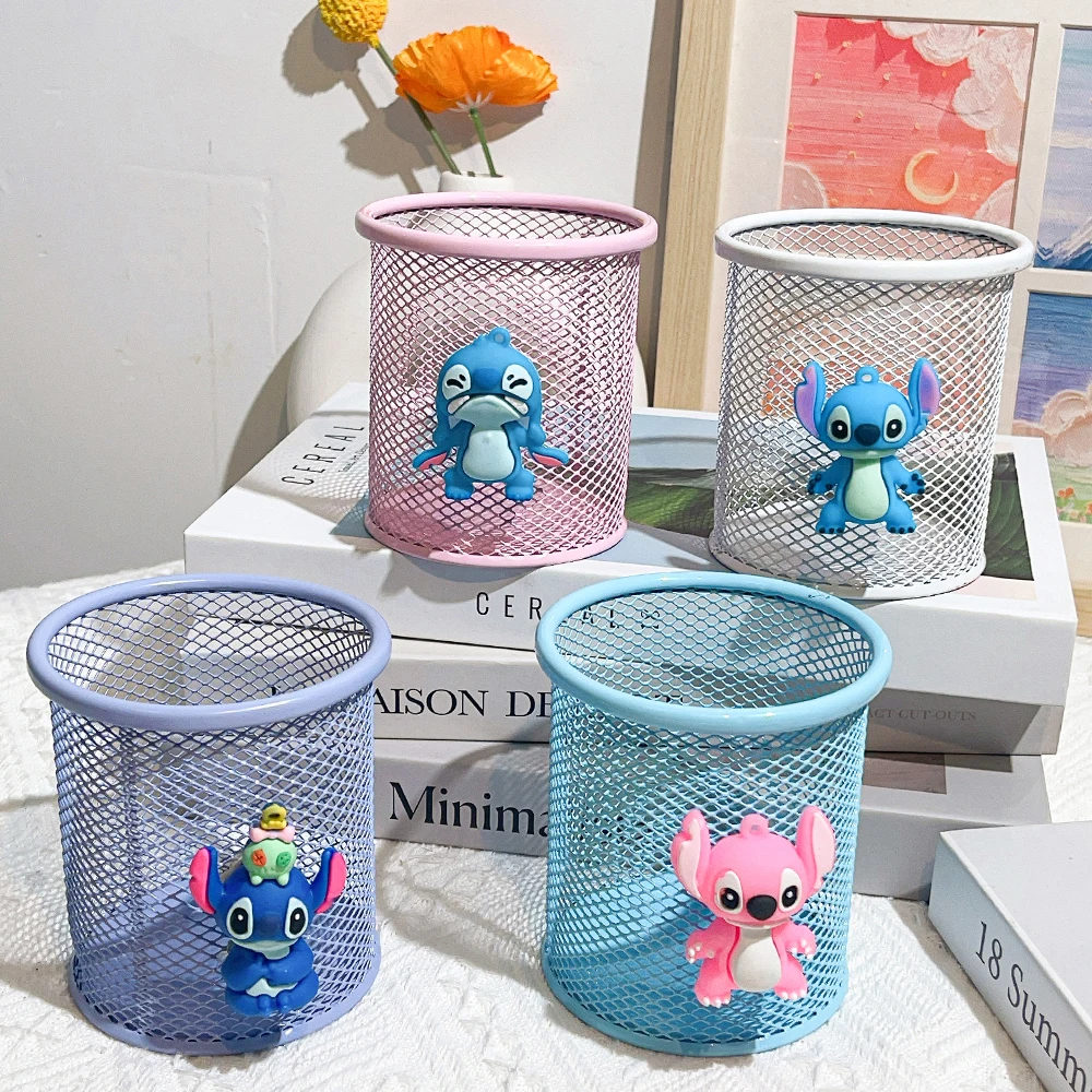 Disney Stitch Iron Mesh Notebook Cup, Pencil Box Desktop Ornament for Women and Teenagers' Offices and Schools 5