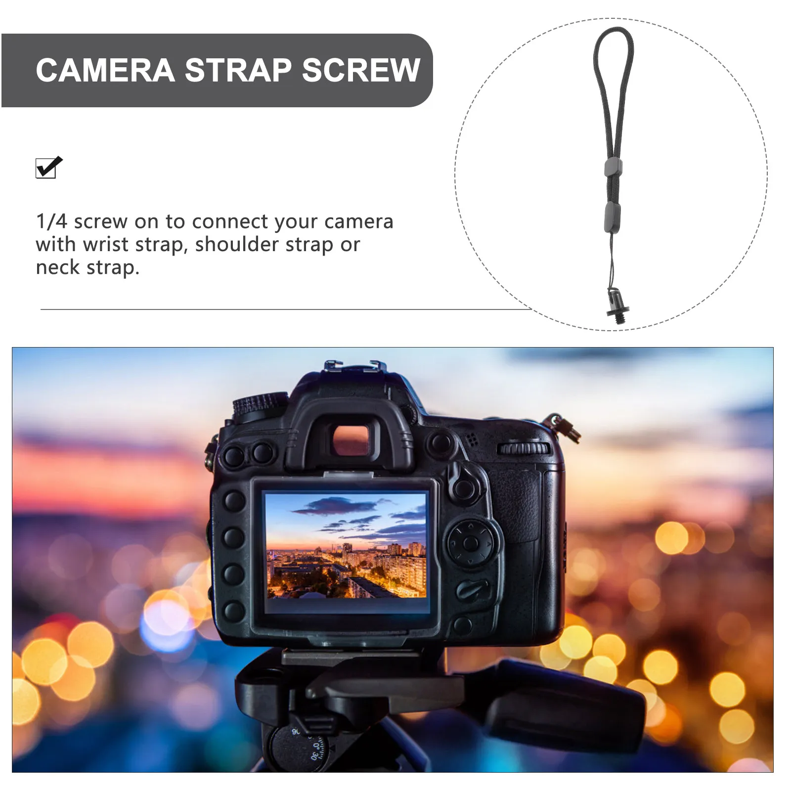 1세트 금속 카메라 스트랩 나사 DSLR 액션 카메라 짐벌 손목 끈 안전 삼각대 마운트 퀵 릴리스 핸드 타이트닝