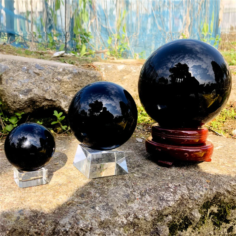 Amazon.com: Amazing Gemstone Black Obsidian Crystal Ball with Stand - 2"  Inches Crystal Sphere Meditation Balls for Witchcraft and Decorative Balls  : Home & Kitchen SXQWEPGOM Polished Black Obsidian Crystal Ball, Quartz Sphere with