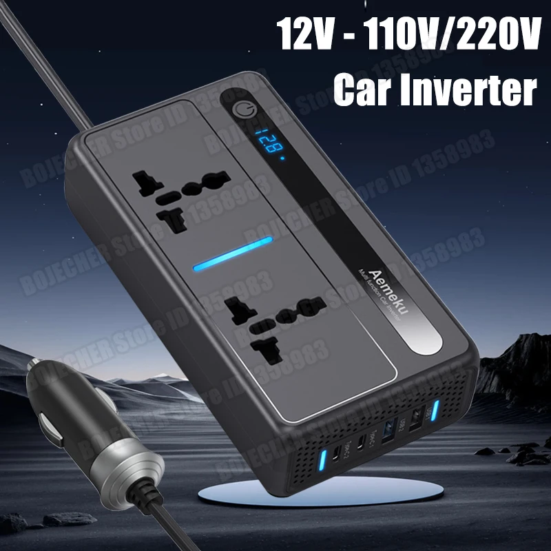 

Car Inverter DC 12V to AC 110V 220V Power Converter 200W Auto Inversor USB Type C Fast Charger For Car Power Adapter EU US Plug