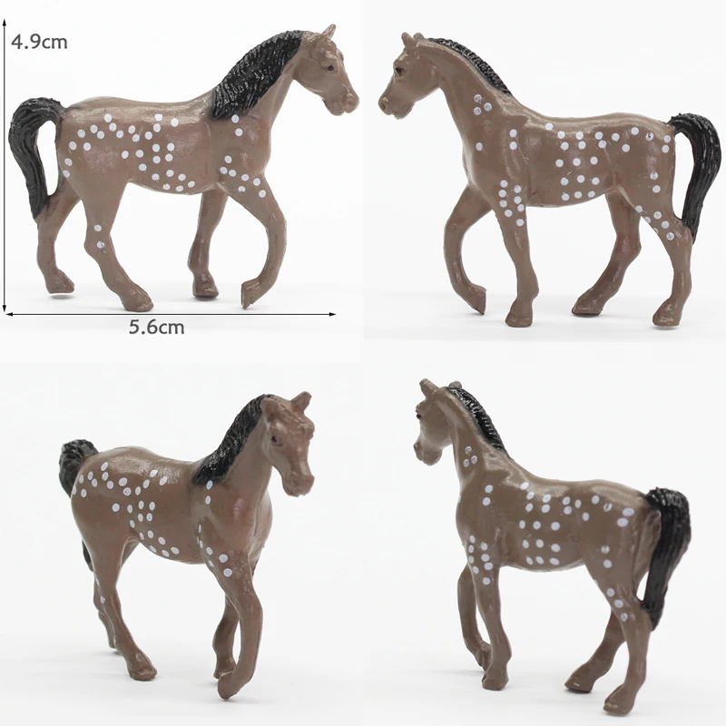 8 pcs Mini Simulation Farm Wild Small Horse with 6 pcs Fence Colorful Small Horse Soft Glue Children's Toys Animal Model Combina 6