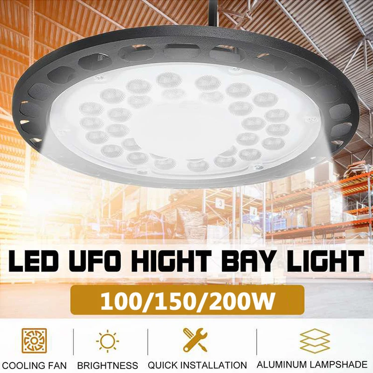 

Newest 100/150/200W 6500K LED High Bay Light High Brightness Industrial Lighting Workshop Warehouse Garage LED Lamp various plug