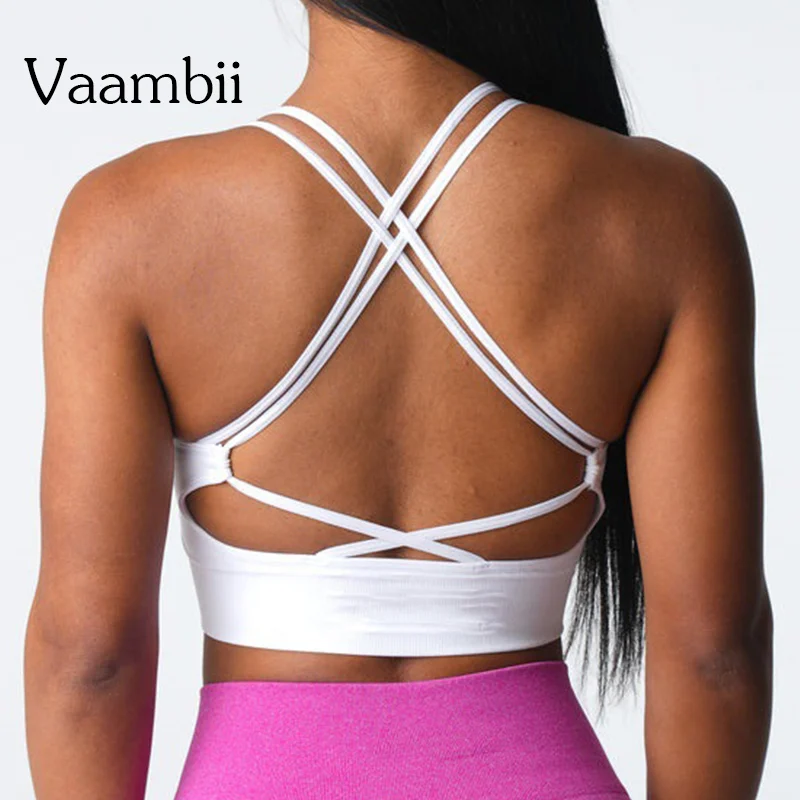 

Майка женская для фитнеса и йоги, бесшовный бюстгальтер с красивой перекрестной спинкой, ударопрочный спортивный бюстгальтер для бега и занятий спортом