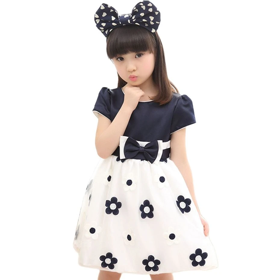 Girls Summer Dress Floral Pattern Girl Dress 2022 New Children Party Dress Casual Style Clothes Girl Dresses discount