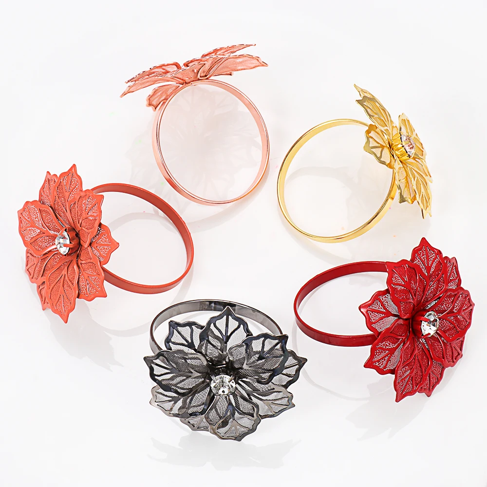 1/6PCS Letters Napkin Rings Hollow Crystal Flower Napkin Buckle Restaurant Hotel Towel Holder Table Decoration Kitchen Gadgets towel and napkin holder,napkin ring