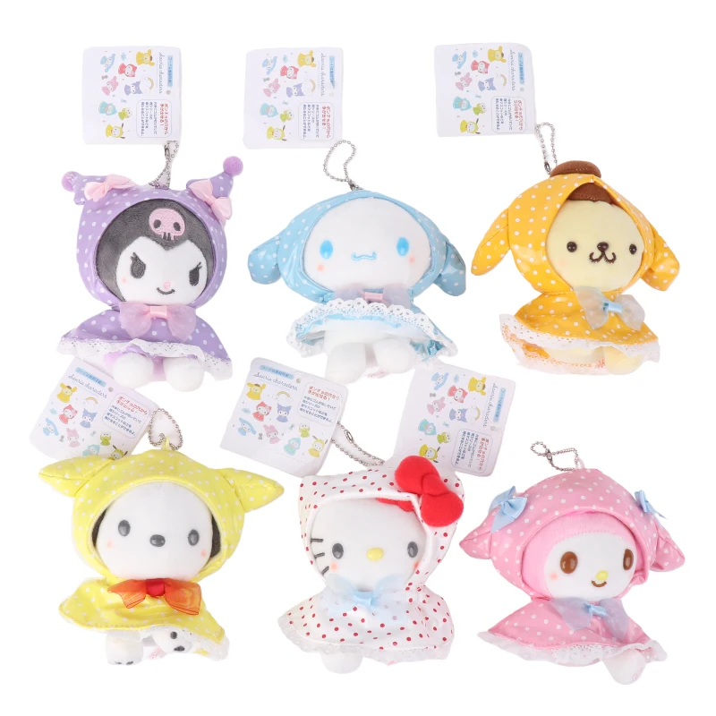 

Кавайная аниме-фигурка Mymelody Kuromi Cinnamoroll Hello Kittys Pompompurin, плюшевые игрушки, милая мультяшная кукла, кулон, подарок для детей