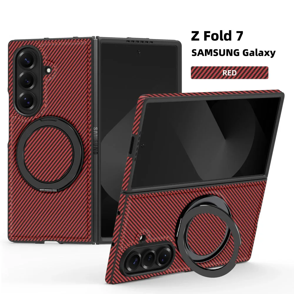 Minimalist Kevlar Carbon Fiber Magnetic Holder Case for Samsung Galaxy Z Fold 7 6 5 4 3 For Mag-safe 360 Rotating Bracket Cover | Gaffar India