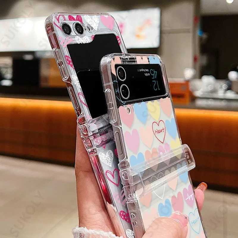 Love Pattern Shockproof Clear PC Folding Case