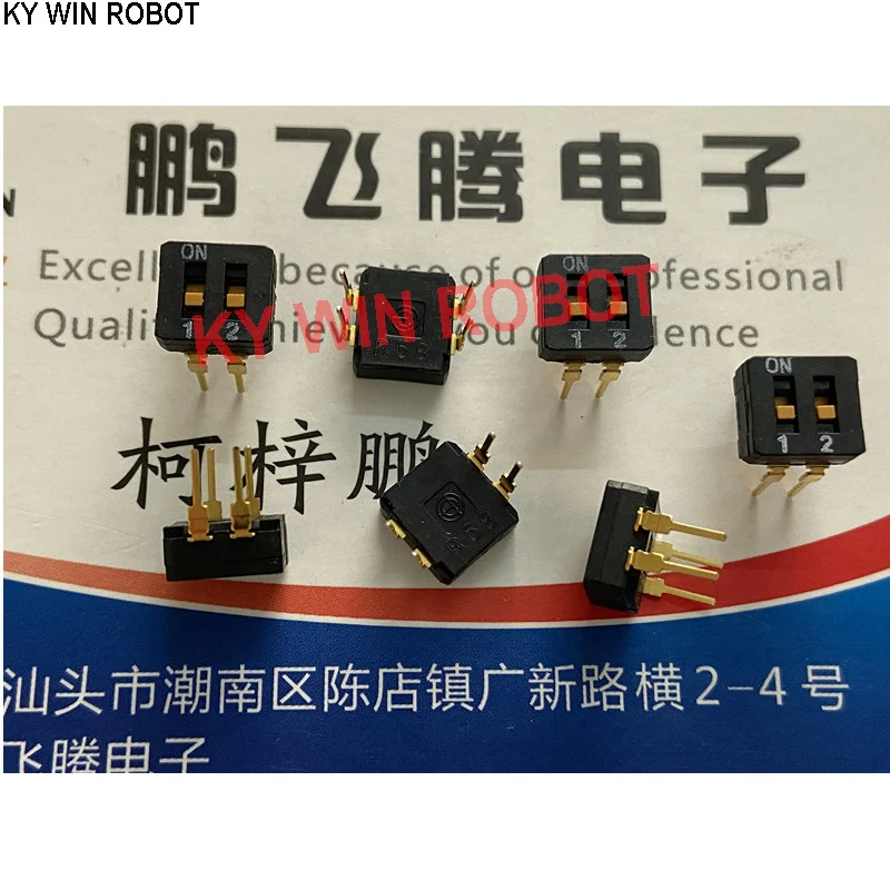 

1PCS Imported Japanese A6D-2100 dial code switch 2-bit key type 2P flat dial straight plug 2.54 spacing