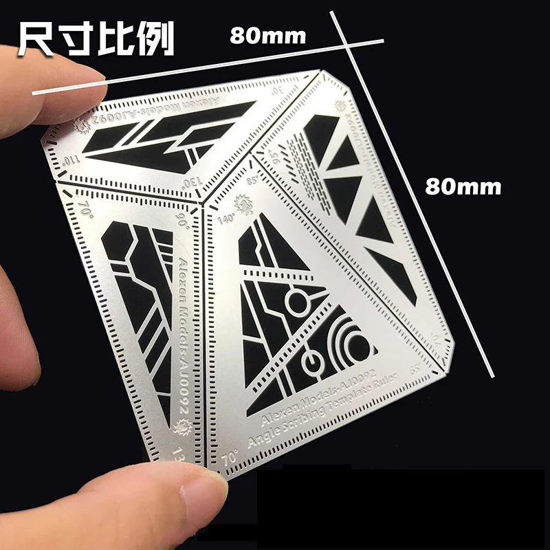 Robot Mecha Modification Tool Stainless Steel Auxiliary Ruler Carving/punching/marking/Angle Measurement 1/100 1/144
