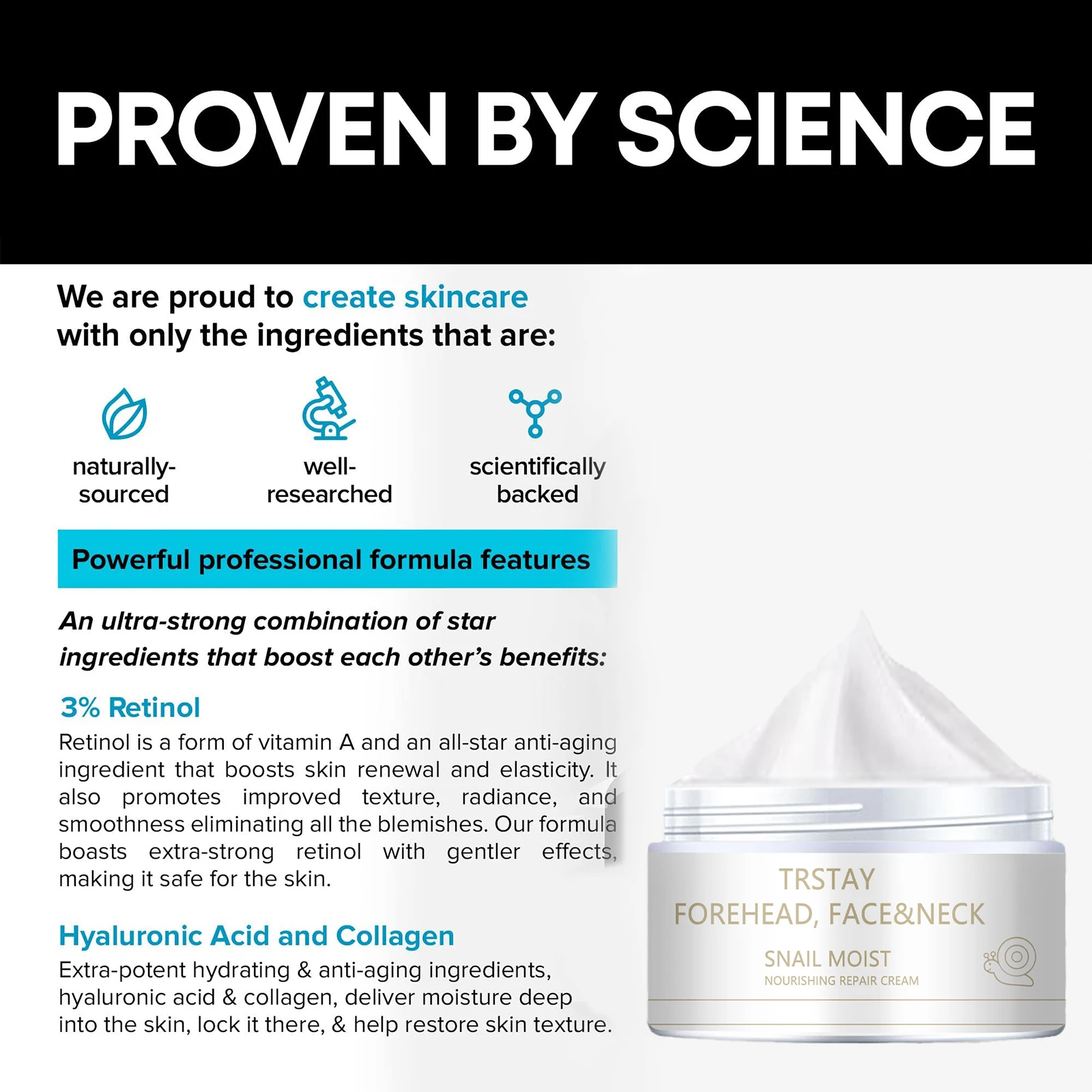 TRSTAY  Forehead, face, and neck  Snail Moist  Nourishing and Repairing Cream 4