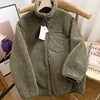 Autumn and Winter Japanese Men's and Women's Fleece Stand Neck Jacket Couple Zipper Loose Warm Lamb Wool Coat Solid Color Jacket 3