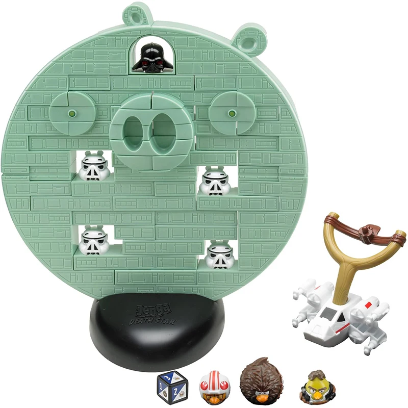 Original Hasbro Angry Birds Star Wars Jenga Board Game Death Star Catapult Family Educational Table Games for Kids Adults Party