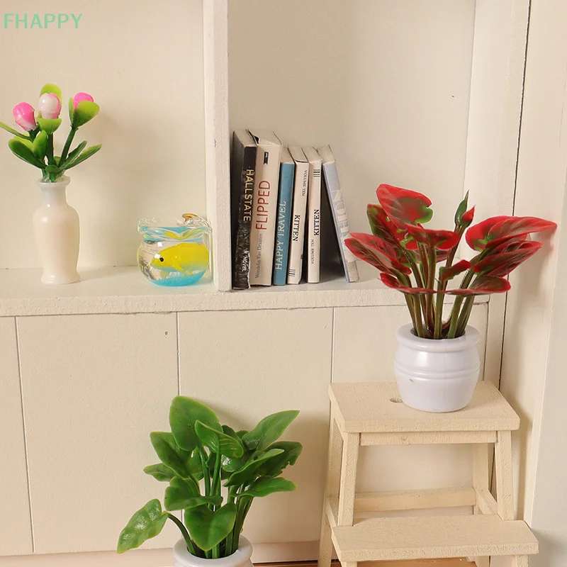 Miniature Ornament Miniature Scenery Material 1PC Doll House Mini Plant Model Mini Green Plant Potted Outdoor Landscape Flower Bed
