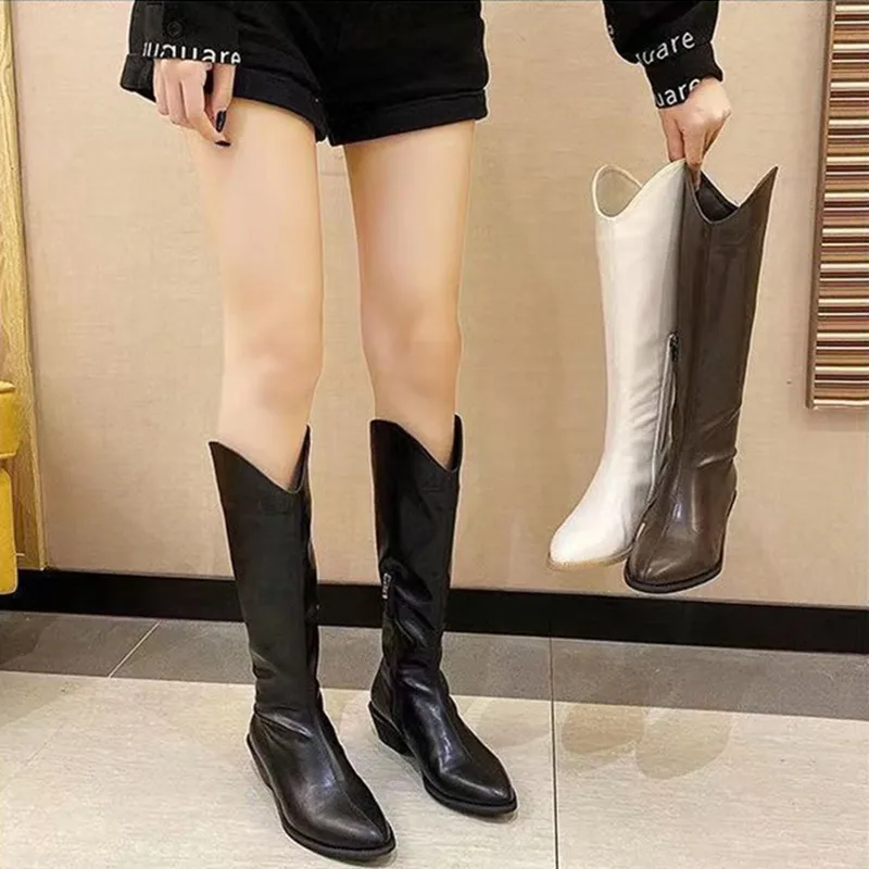 

Womens High Boots Shoes For Woman 2024 Spring Autumn Martin Boots Fashion Women Shoes Pointed Toe High Heels Booties Knight Boot