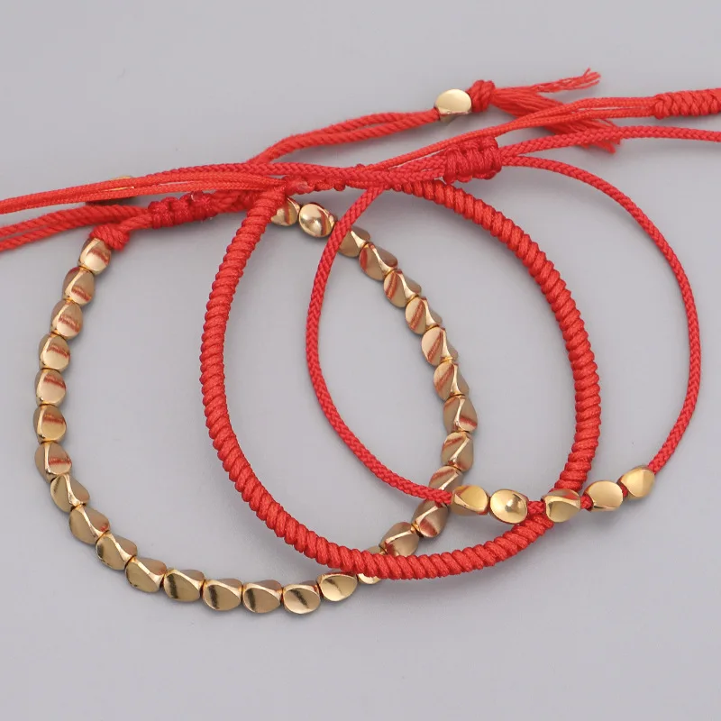 Tibetan Buddhist Braided Handmade Copper Beads Bracelet Men Lucky Rope Bracelet Women Thread Set Bracelets QX-06 bracelet jewelry leather bracelets