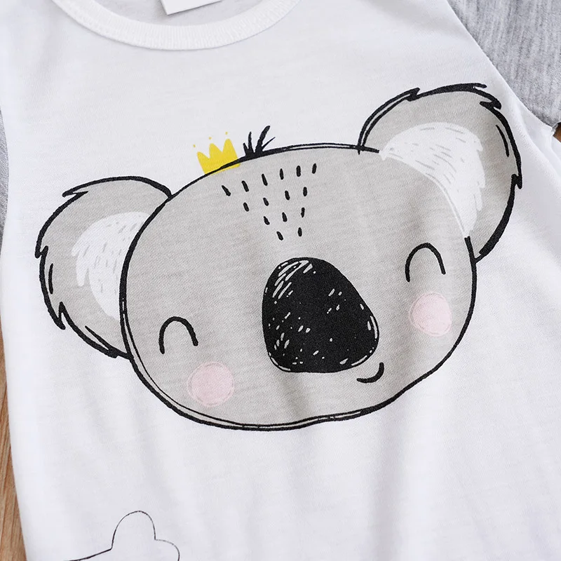 Baby Bodysuit Boys Girls Cartoon Kaola Print Short Sleeve