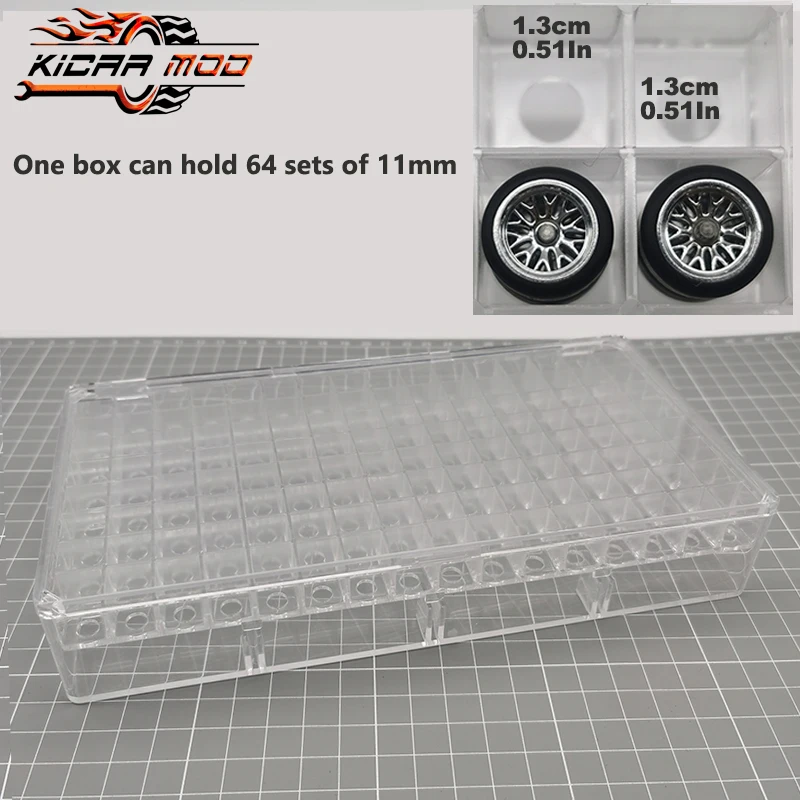 Acryl-Aufbewahrungsbox für 1/64 Modellauto-Radnaben MINIGT Matchbox Tomica Räder Modell-Hobby-Sammlung – Detail 6