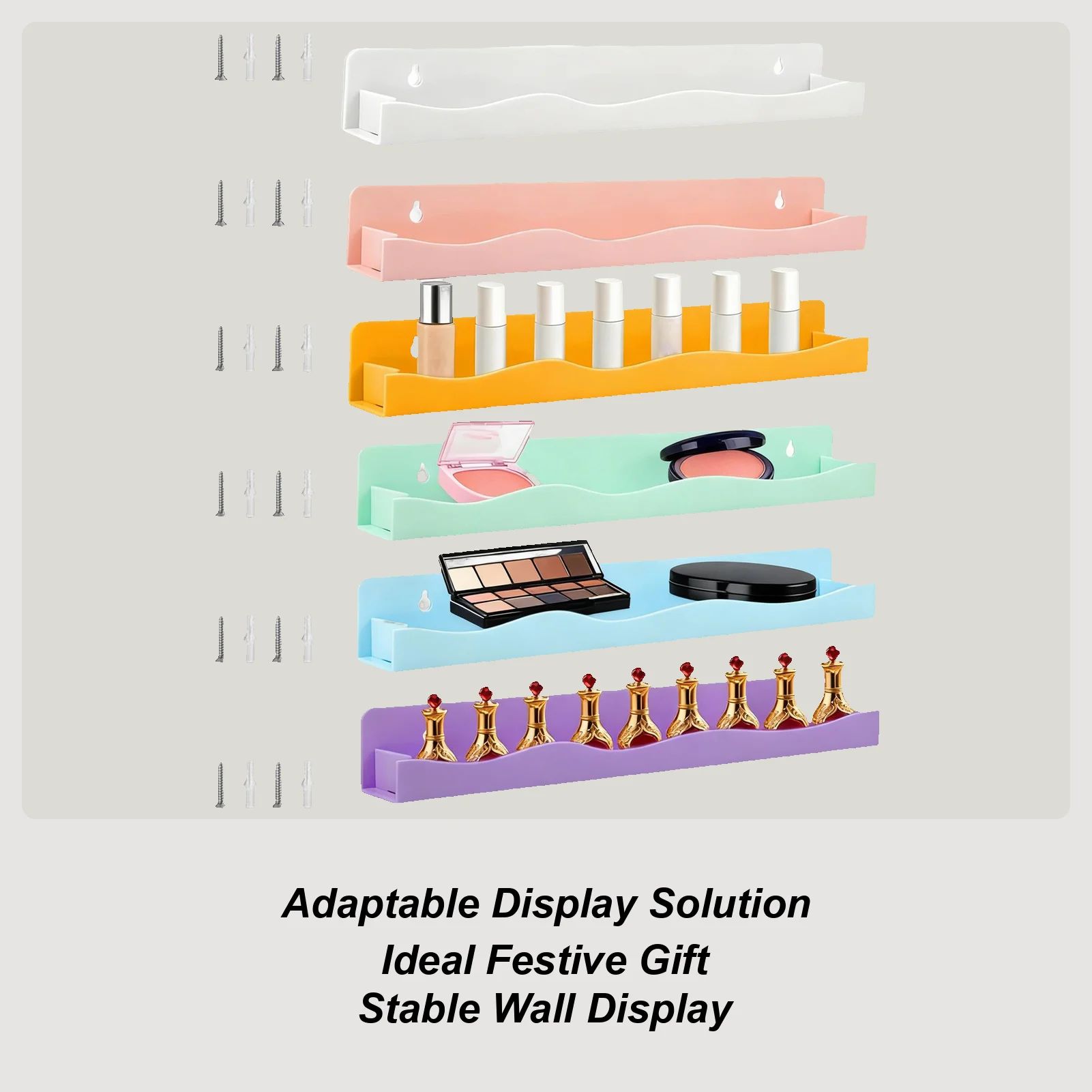 Nail Polish Shelf 6-Pieces Acrylic Floating Nail Polish Wall Mounted ...
