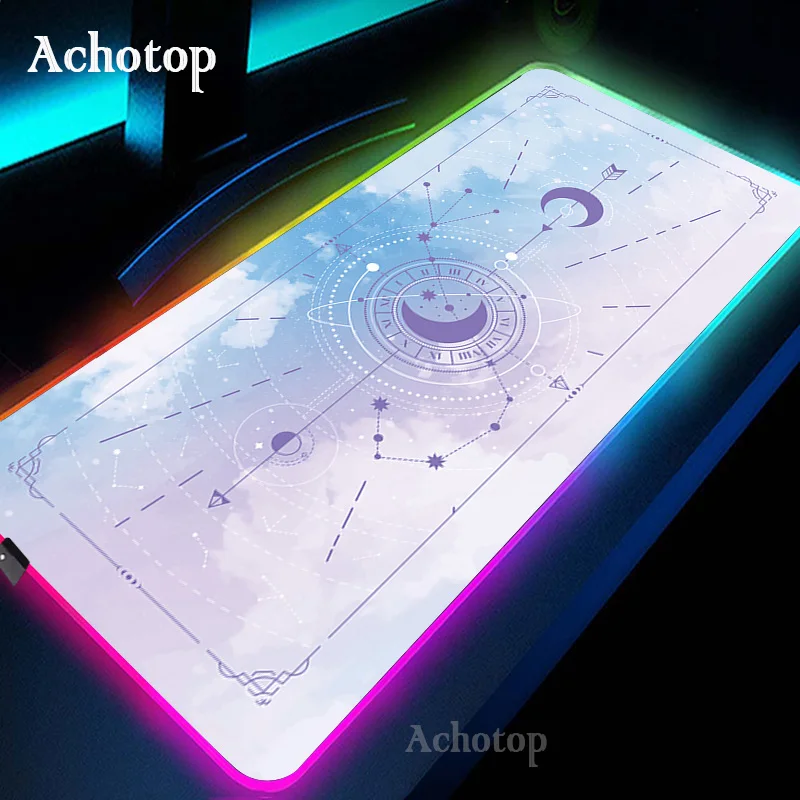 Moon Night Rgb Mouse Pad para Gamer Grande Gaming Mousepad Led Cool Glowing Computer Desk Mat Blue Art Backlit