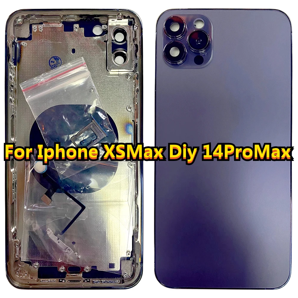 

Stainless Steel DIY Housing For XsMax To 14 ProMax Back Battery Middle Frame Replacement For Xs Max Like 14 Pro Max Back Cover
