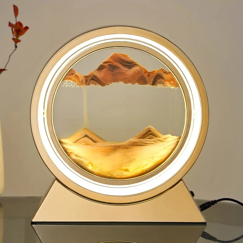 Lampe LED / Sablier Paysage naturel 3D en sable mouvant, 6 couleurs