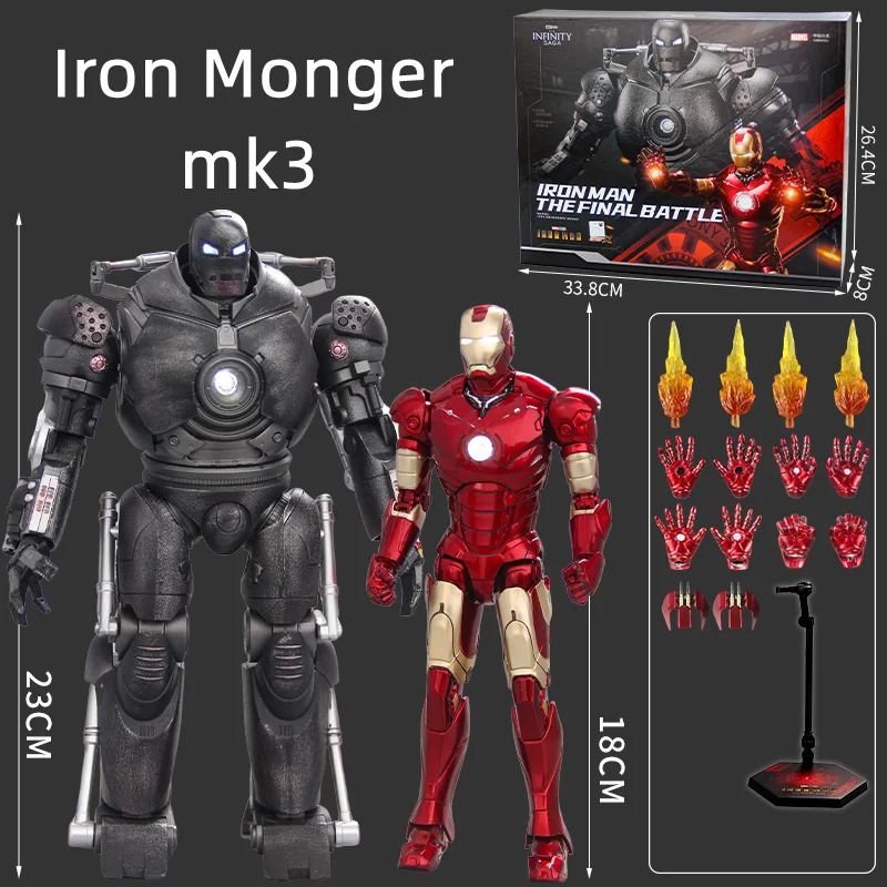 thumbnail image 1 of Figura de acción original de Avengers ZD, versión ligera, Iron Man Mark 3 MK6, MK1-7, LED, MK85, traje de pórtico, juguetes coleccionables para adultos, 1 of 5