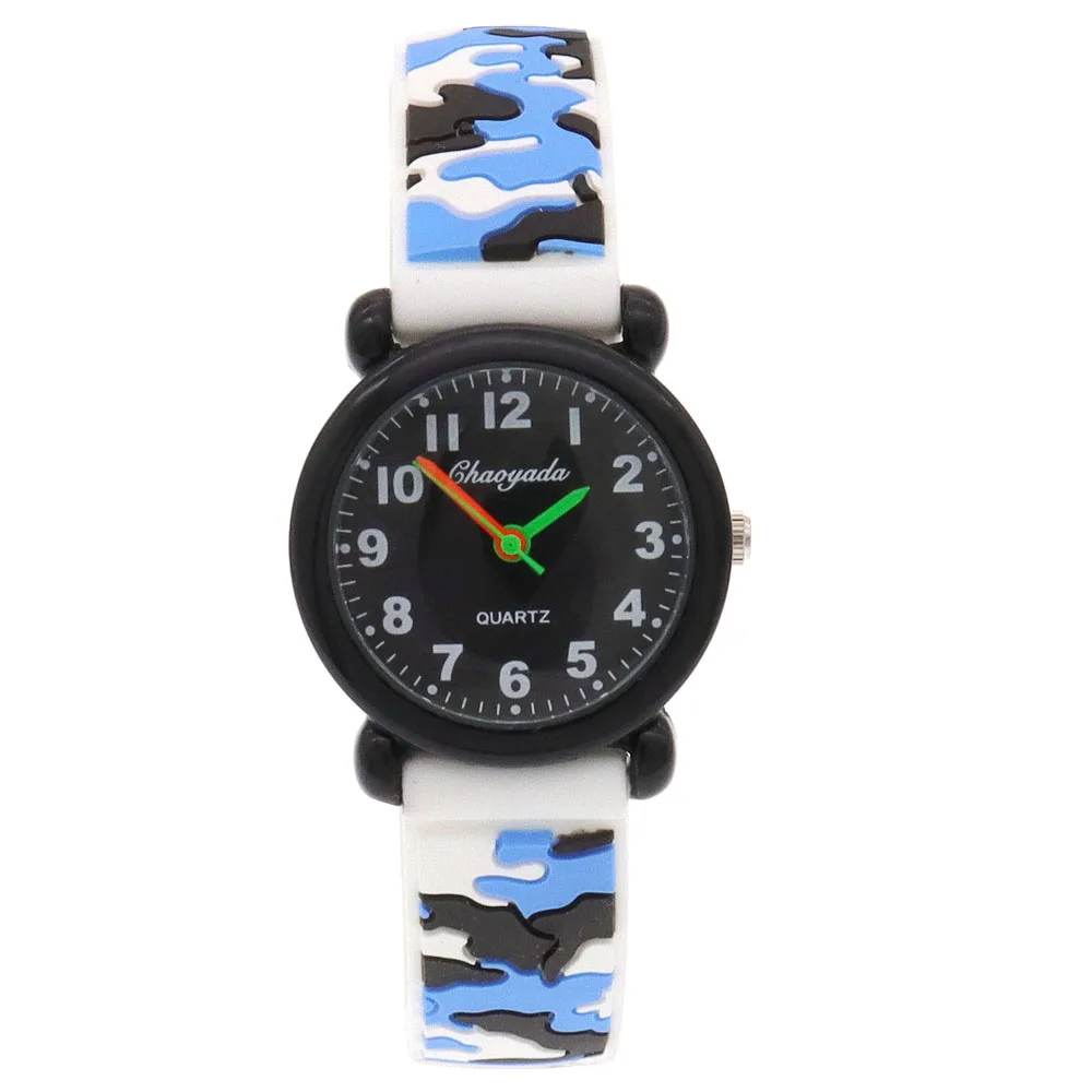 2024 New Style Fashion Children Child Boys Girls Silicone Camouflage Digital Quartz Wristwatch Students Learn Time Watch 3