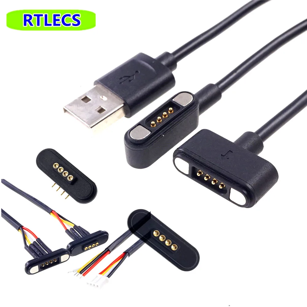 1 Paio 3A 12V Connettore Magnetico Pogo Pin 4 Posizioni Cavi Cavo Passo 2.2 Mm Carica A Molla Carica Forte Forza 800Gf