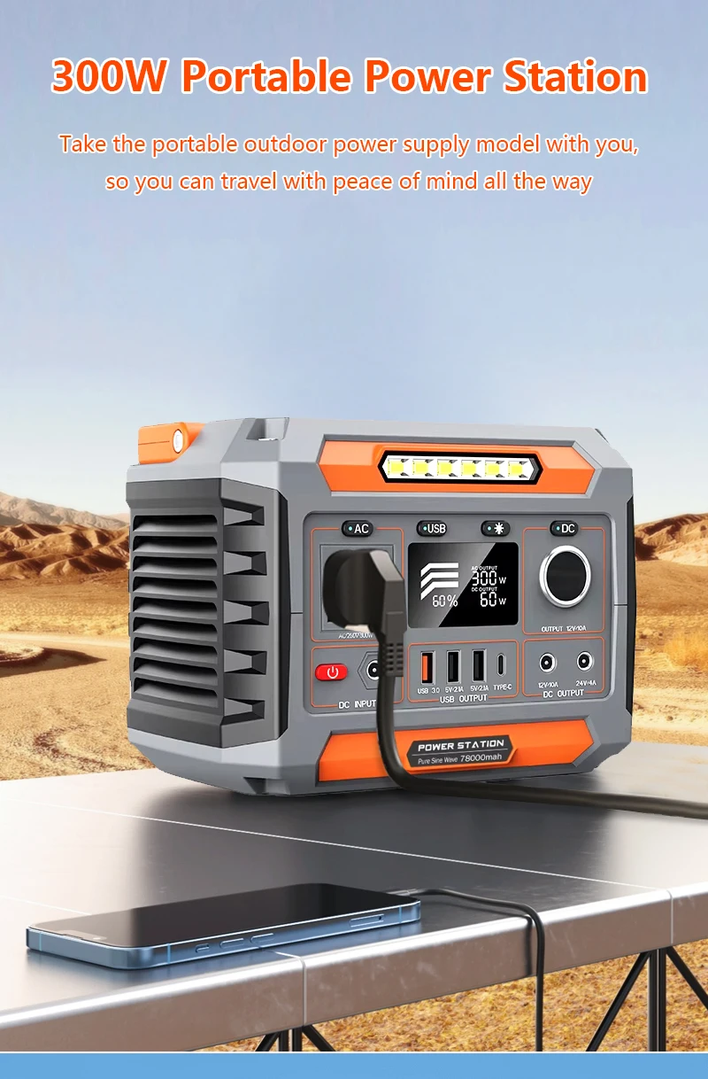 Flashfish 300W Portable Solar Power Station Mobile Backup Emergency EU Plug for Car Camping Solar Panel Source
