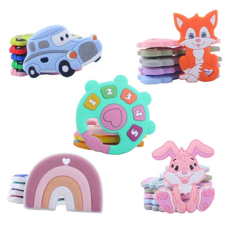 1pcs Silicone Teether Rodent Car Animals 1pc Food Grade Silicone