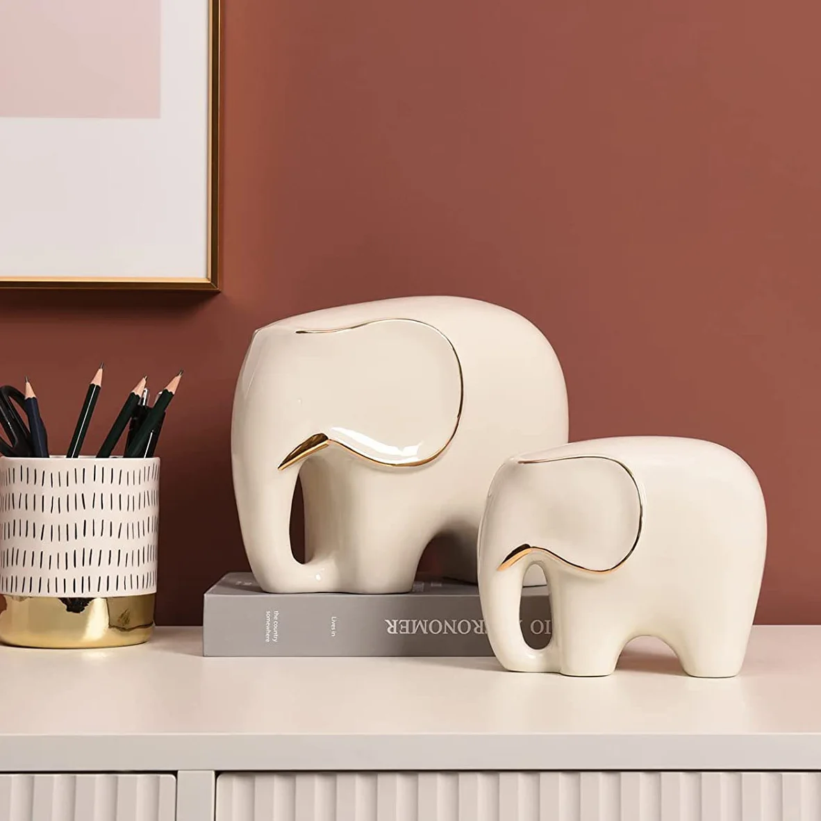 Nordic Style Home Decor Modern Luxury Gold Plating Elephant White Porcelain  Figurine Simple Design Ceramic Animal Ornaments Gift - AliExpress, image size:1182x1182